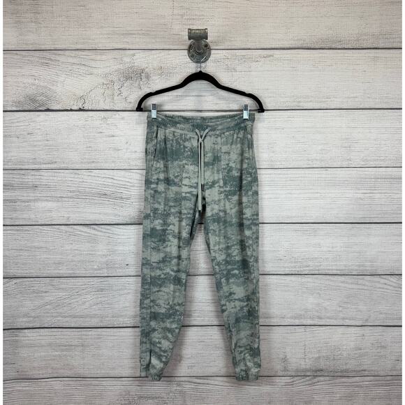 Athleta Women's Teal Gray Farallon Camo Tie Dye Printed Joggers Size Small - Picture 1 of 10